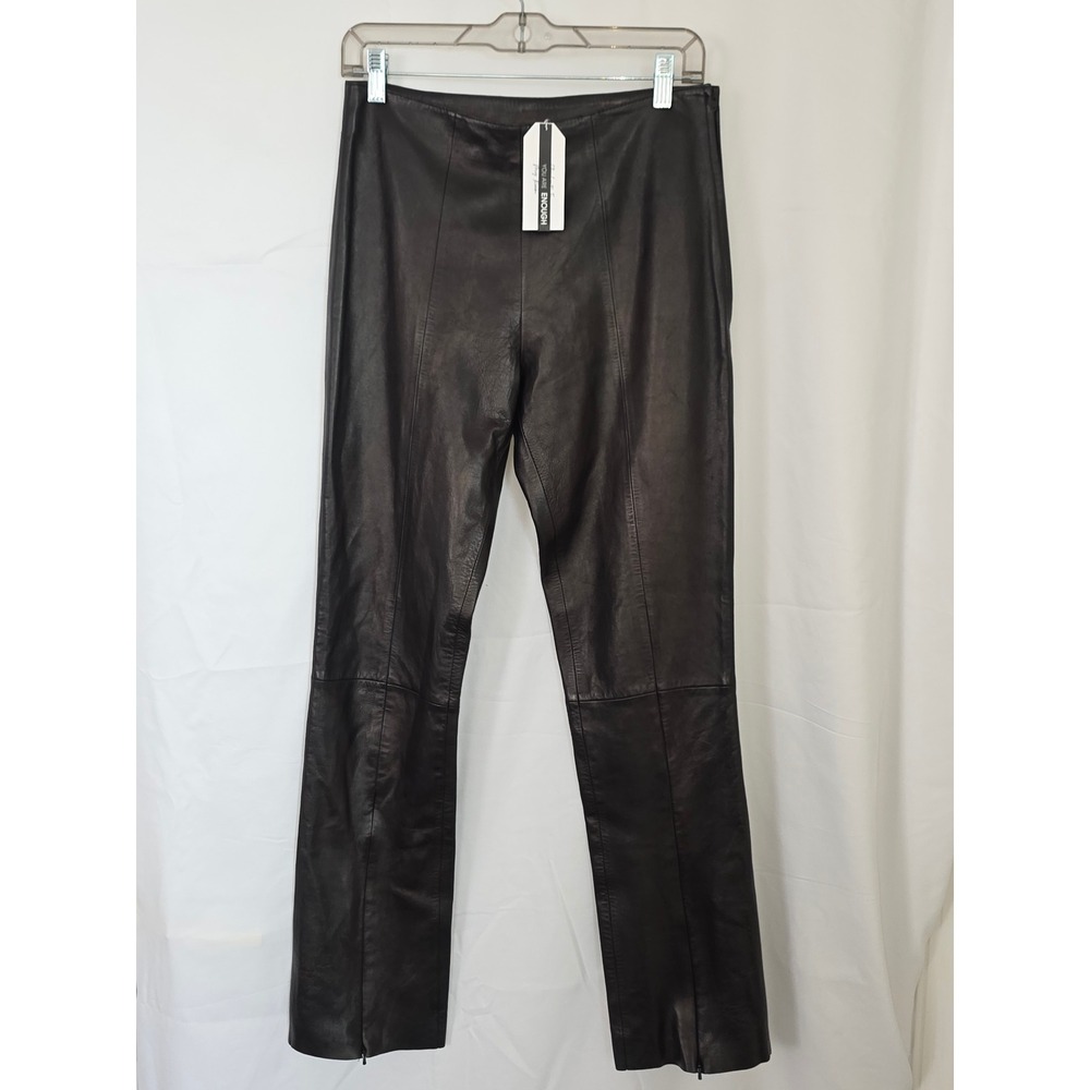 Michael Hoban North Beach Leather Pants Black Side Zip Ankle Vent NEW Size 6